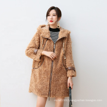 Latest Factory Winter Warm Hooded women winter coat with hood house womens long Woolen Coats 2019